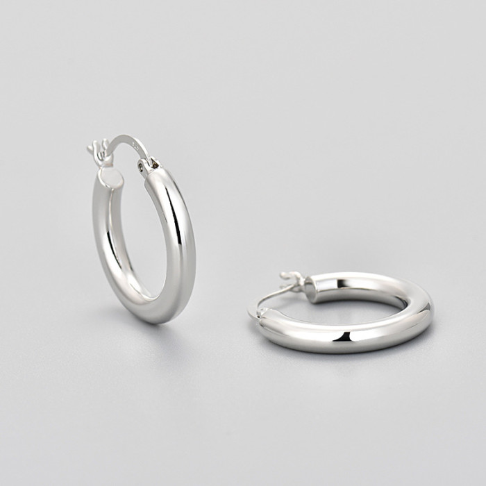 Hot-Selling Plain Hoop Earrings for Women 2024 New Trend Popular Niche Design High-End Light Luxury Circle Stud Earrings