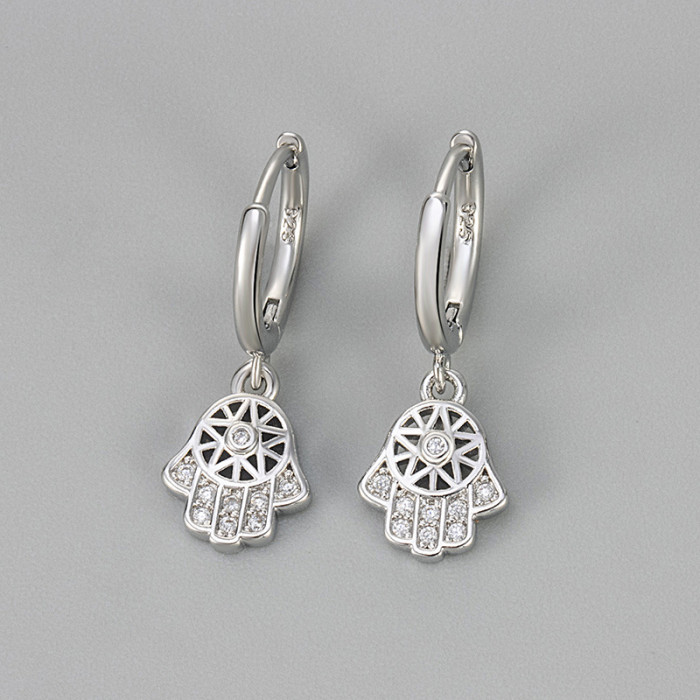 New Devil Palm European and American Style Earrings Fashion Versatile Creative Unique Design Inlaid Zirconia Stud Earrings for Women