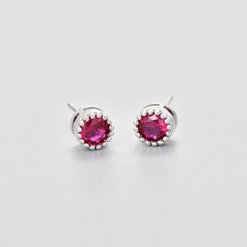 2024 New European and American Cross-Border High-End Earrings Round Zircon Colorful Cool Hip-Hop American Style Unisex Small Earrings