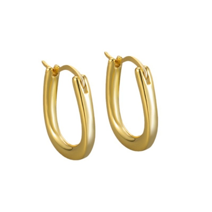 European and American Cross-Border Fashion Earrings for Women, Korean and Japanese Style 2024 New Simple Vintage French Hoop Earrings