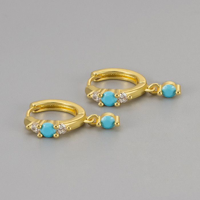 New Blue Turquoise Earrings High-End Niche Design Women's Personality Fashion Versatile Elegant Earrings