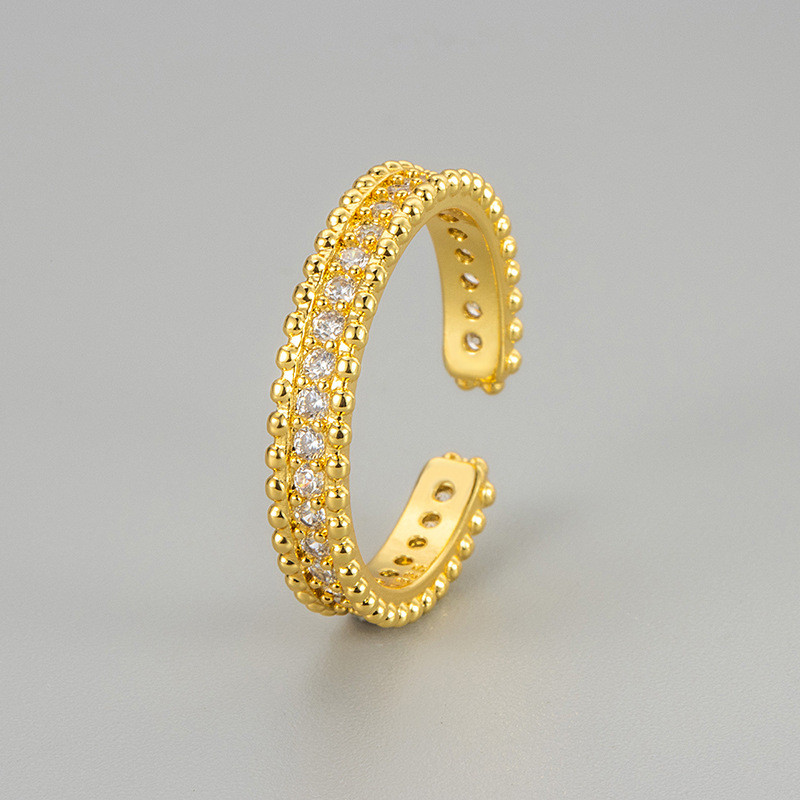 New Full Diamond Design Open Ring for Women, European and American Style, Light Luxury, Elegant, High-end, Niche Fashion, Versatile Ring for Women