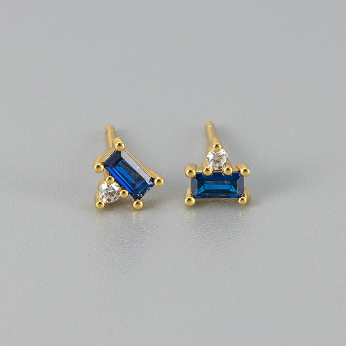 Zirconia Rectangular Stud Earrings for Women, Style, Hot Selling, Niche Design, Summer High-end Earrings