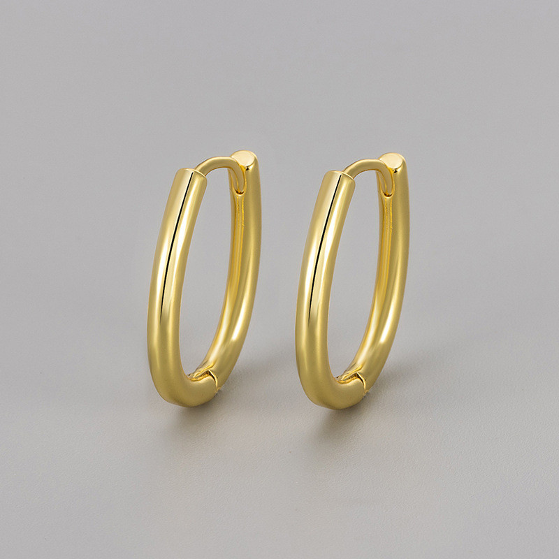 European and American Cross-Border New Water Drop Egg-Shaped Earrings Smooth Plain Hoop Versatile Daily Minimalist Style Unisex Simple Earrings