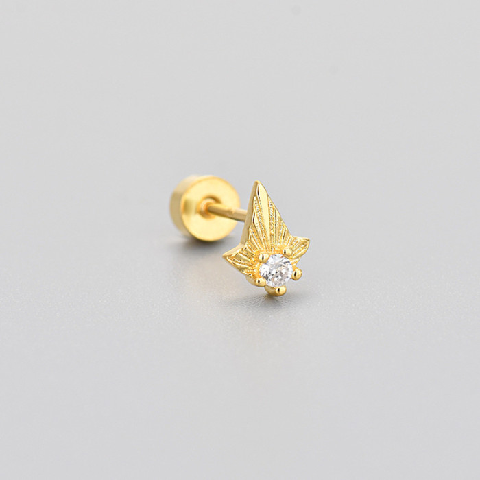Flat Screw Twist Earrings Triangle Water Drop Opal Square Pattern European and American Cross-Border Fashionable Earrings High-End Earrings