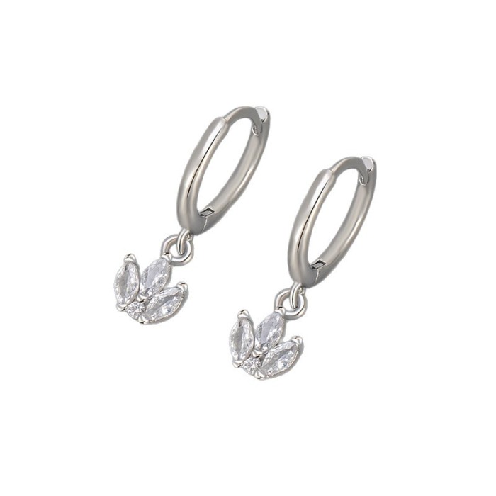 New Geometric Horse Eye Zircon Earrings Hoop Fashion Design Versatile Commuting Women's Earrings Light Luxury