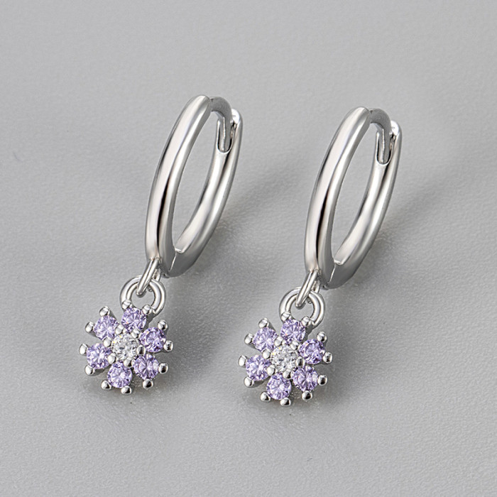 2024 New Round Snowflake Stone-Inlaid Exquisite Hoop Earrings Socialite Minimalist Style High-End Earrings