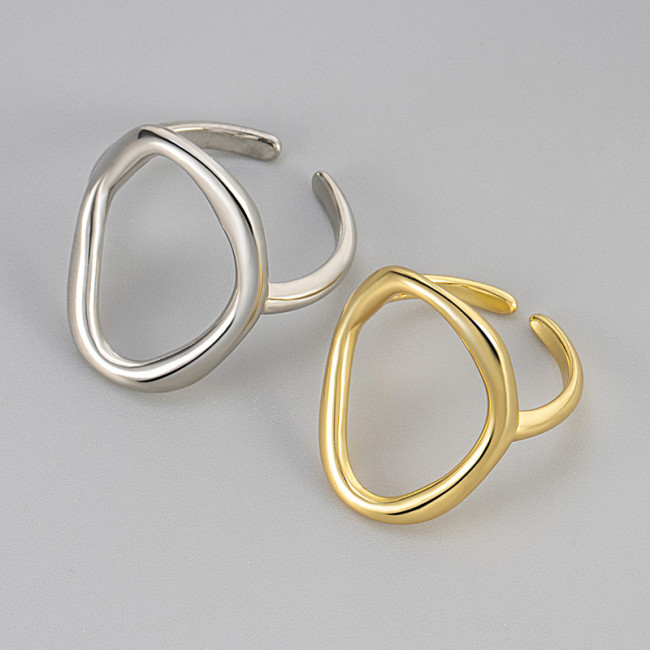 2024 New European and American Cross-Border Niche Design Hollow Open Ring Internet Celebrity Temperament Trendy Geometric Oval Ring