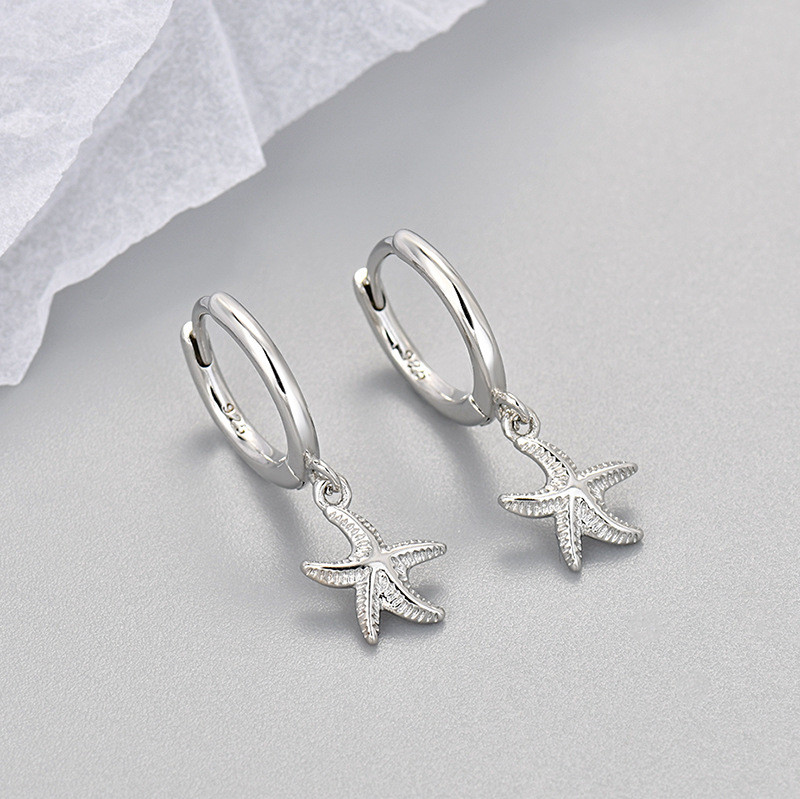 New Style Personality European and American Cross-Border Starfish Earrings for Women Fashion Simple Trendy Five-Pointed Star Design Niche Ocean Ear Jewelry