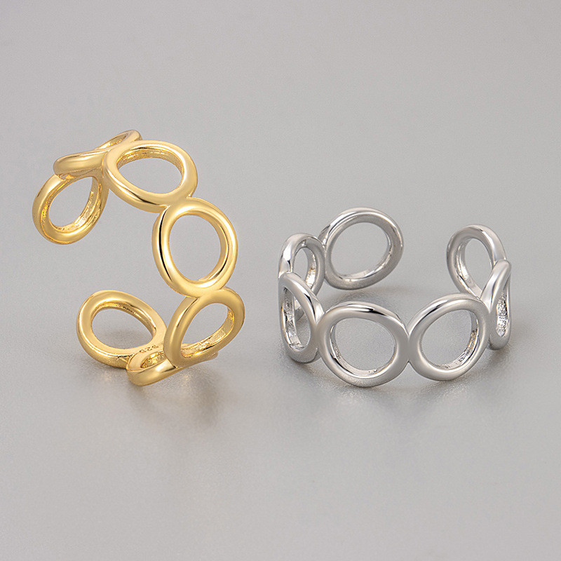 European and American Cross-Border Korean Circle Ring 2024 New Style Personality Geometric Open Diamond Index Finger Fashion Versatile