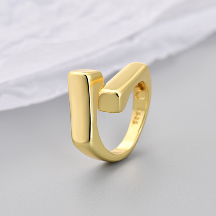 Korean Style Dongdaemun Geometric Interlocking Ring Foreign Trade Minimalist Niche Design Cold Style Adjustable Open Finger Ring