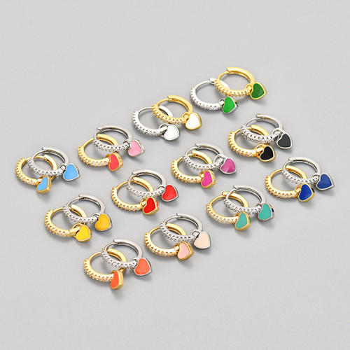 Multicolor Heart Earrings for Women, Micro Pave Sparkling Diamond, Petite and Exquisite Earrings, Niche Design, High-end Feel, New Exquisite Style for Women