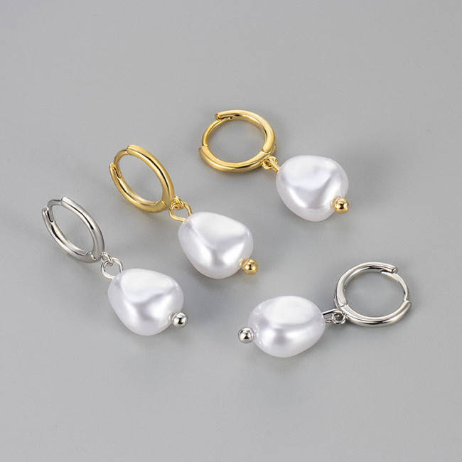 New Elegant Baroque Pearl Hoop Earrings Fashion Unique Temperament Niche Personality Women's Ear Clips