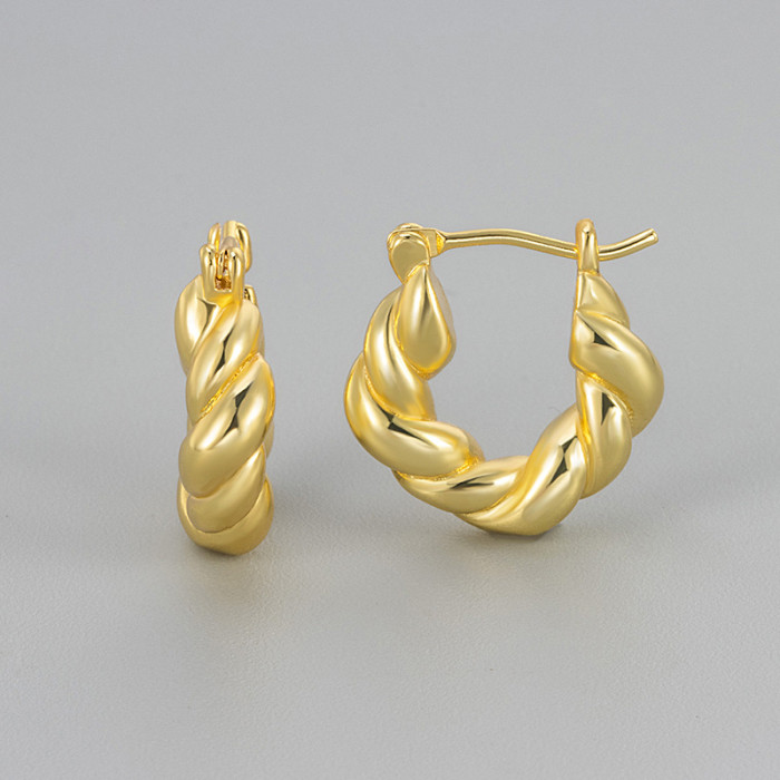 New Earrings Niche Design Twist Baguette Ear Clips High-End Unique Hoop Earrings Ear Clips Women's Wrinkled Earrings