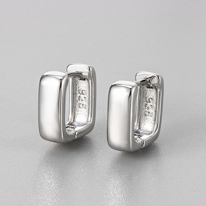 Foreign Trade Wide Geometric Square Earrings Niche Design Plain Simple High-End Feel Ear Clips Light Luxury Ear Acces...