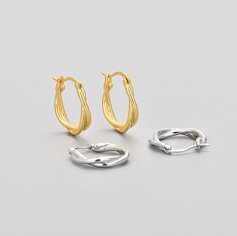 European and American Foreign Trade Irregular Braided Circle Earrings Personality Sweet Cool Style Twisted Geometric Ear Clips Minimalist Style Hoop Earrings for Women
