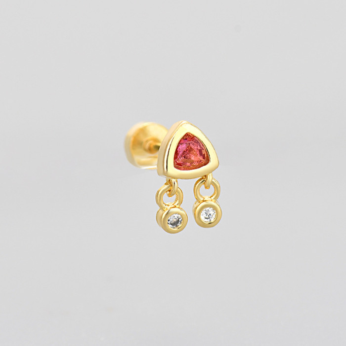 Flat Screw Twist Earrings Triangle Water Drop Opal Square Pattern European and American Cross-Border Fashionable Earrings High-End Earrings