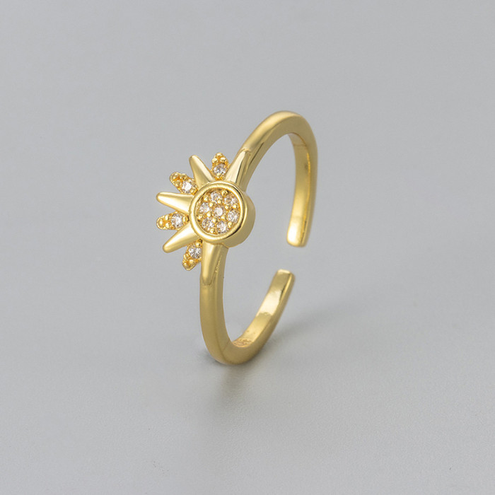 Style Simple Design Sun and Moon Shining Together Layered Two-Tone Unisex Stone-Studded Sun and Moon High-End Feel,...