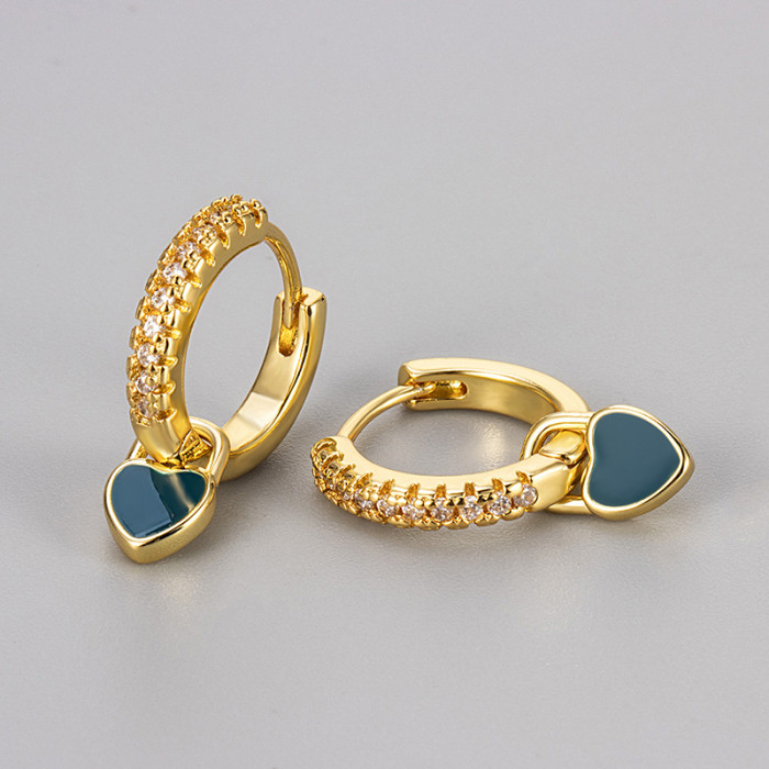 Multicolor Heart Earrings for Women, Micro Pave Sparkling Stone, Petite and Exquisite Earrings, Niche Design, High-...