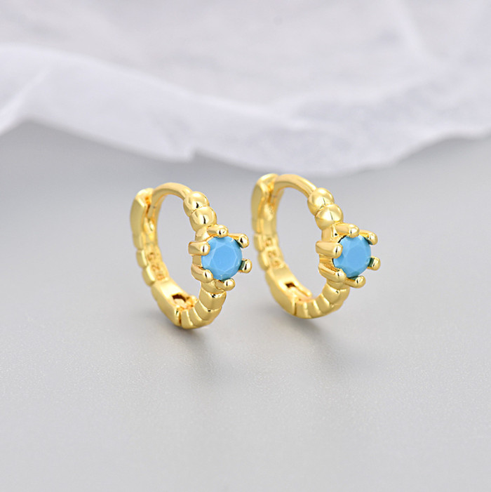 European and American Cross-Border Zircon 2024 Niche Design Sense Ear Cuffs Threaded Zircon Round Earrings Hoop Simple Jewelry