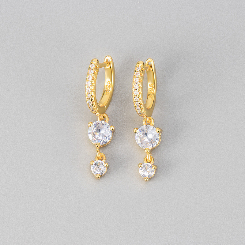 Cross-Border Fashionable Inlaid Colorful Zircon Tassel Earrings for Women, Fashionable European and American Style, High-End Versatile Stud Earrings