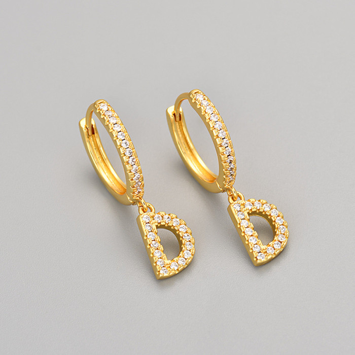 Foreign Trade 26 English Letter Earrings Cross-Border Hot Selling Design Sense Elegant Light Luxury Earrings Ear Jewelry