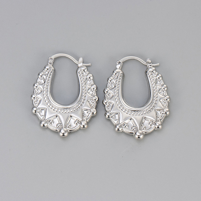 French Style Exaggerated Personality Gear Texture Earrings Titanium Steel Niche Design Stud Earrings Women's Exquisit...