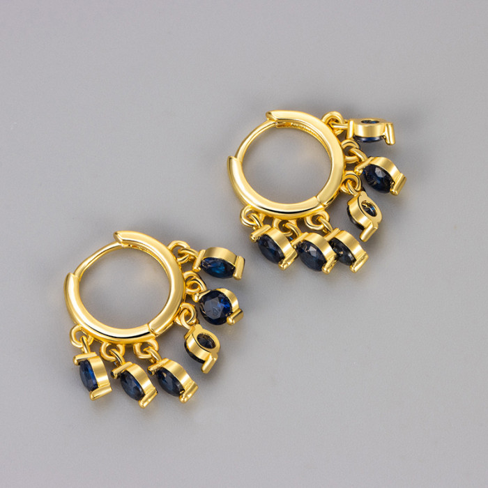 Niche Design Summer Colorful Zircon Earrings for Women 2024 New Tassel Pendant Ear Clips