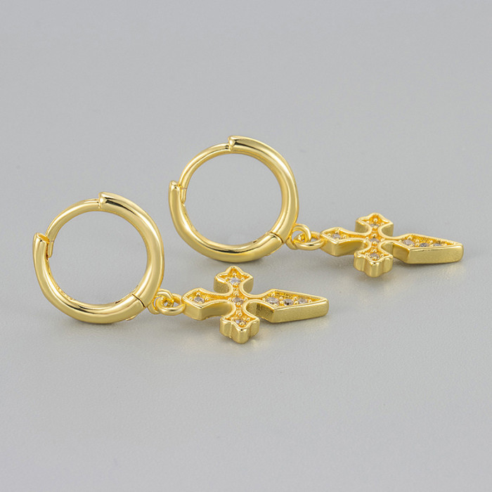 New Cross Earrings for Women Style Inlaid with Zirconia Personality Fashion Earrings for Women
