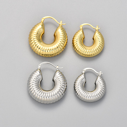 Cross-Border European and American New Style Circle Thread Earrings Geometric Women Niche Fashion Retro Simple Ear Buckle Exaggerated High-End Feel