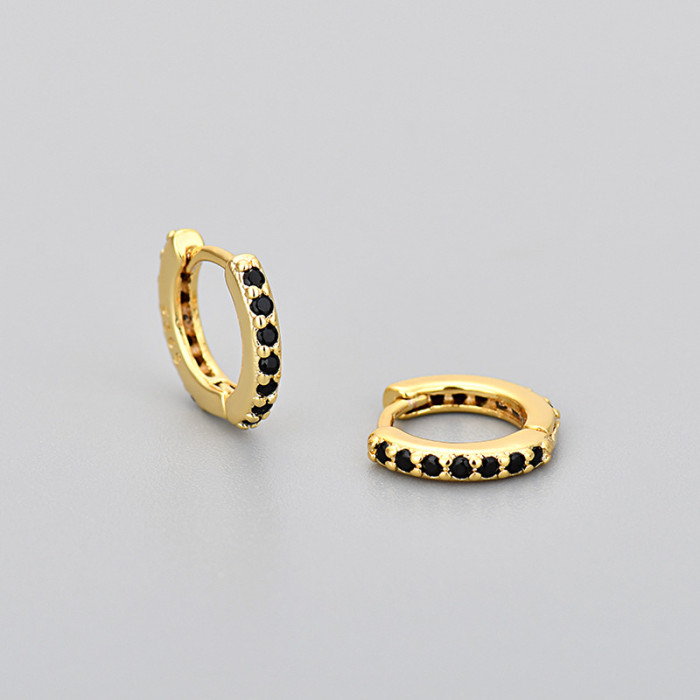Foreign Trade Fashion Korean Version Round Micro Inlaid Colorful Zircon Hoop Earrings for Women Amazon Simple Earring...