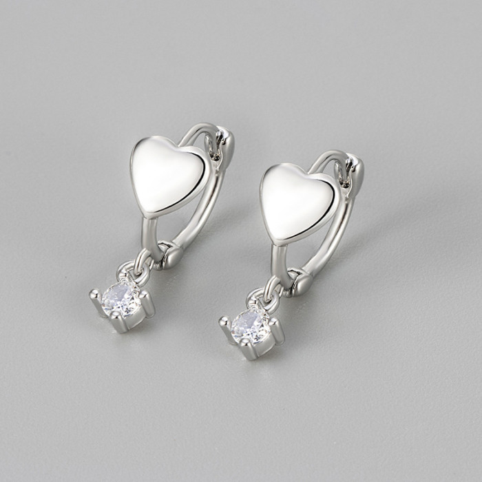2024 New Heart Shaped Sparkling Stone Pendant Earrings for Women, Niche Design High-end Earrings, Sleep-friendly, N...