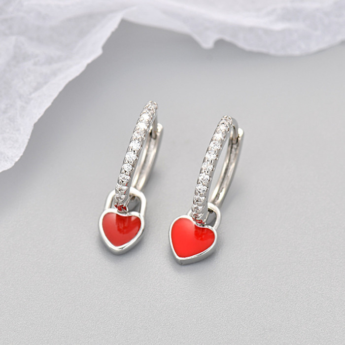 Multicolor Heart Earrings for Women, Micro Pave Sparkling Stone, Petite and Exquisite Earrings, Niche Design, High-...