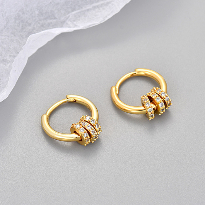 New Fashion Earrings Detachable Hoop Earrings One Multi-Wear Stone-Studded Exquisite Small Waist Earrings