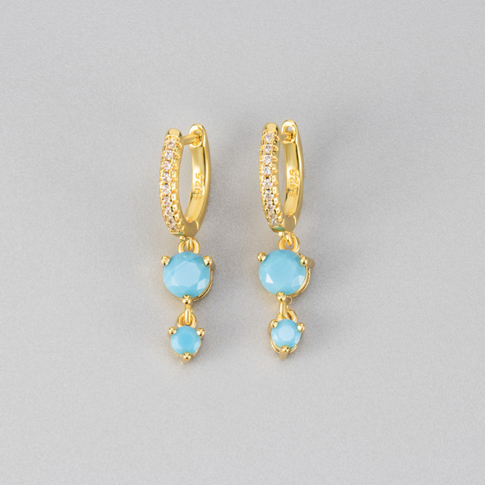 Fashionable Inlaid Colorful Zircon Tassel Earrings for Women, Fashionable Style, High-End Versatile Stud Earrings