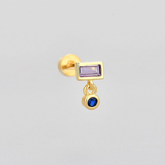 Flat Screw Twist Earrings Triangle Water Drop Opal Square Pattern European and American Cross-Border Fashionable Earrings High-End Earrings