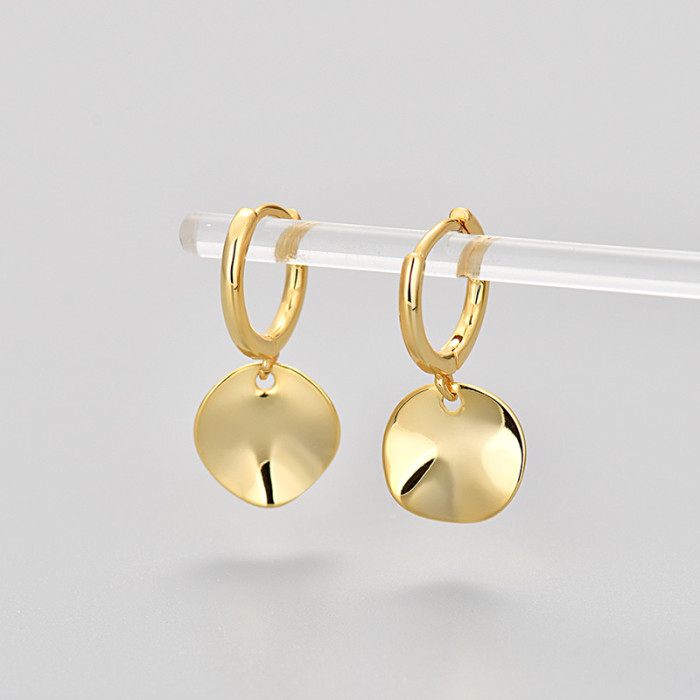 Hot Selling Cross-Border Irregular Round Disc Earrings Niche Design Elegant European and American Trend High-End Fashion Versatile Earrings