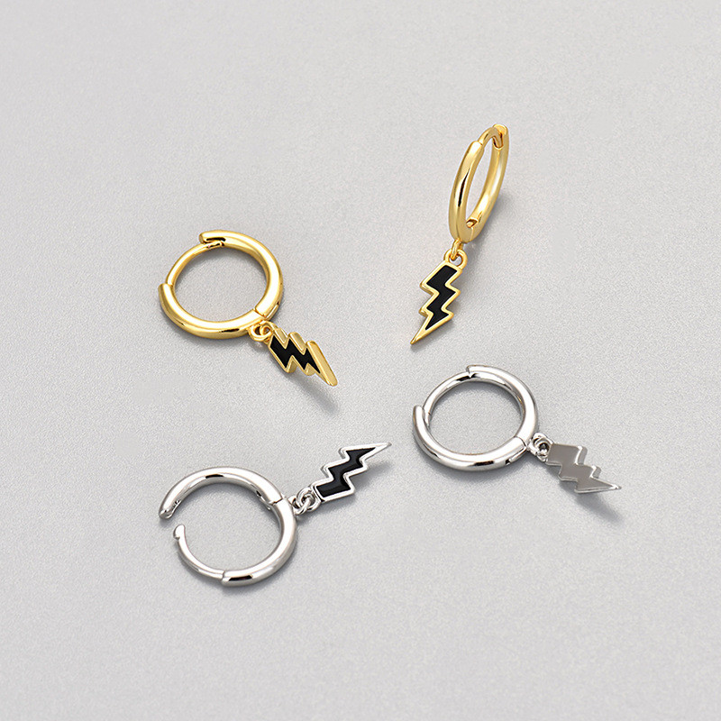 European and American Oil Drop Lightning Earrings High-end Light Luxury Simple Compact Versatile Fashion Cross-border Women's Exquisite Earrings