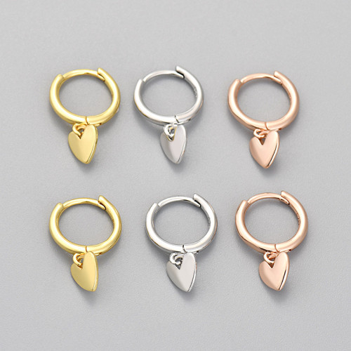 Cross-Border European and American Hot-Selling Smooth Peach Heart Earrings for Women Simple Daily Fashionable Elegant Heart-Shaped Earrings Niche Ear Hoops