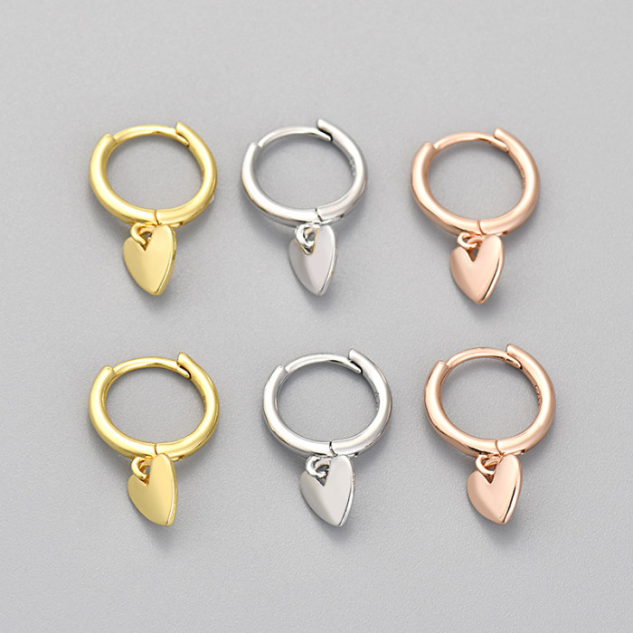 Cross-Border European and American Hot-Selling Smooth Peach Heart Earrings for Women Simple Daily Fashionable Elegant Heart-Shaped Earrings Niche Ear Hoops
