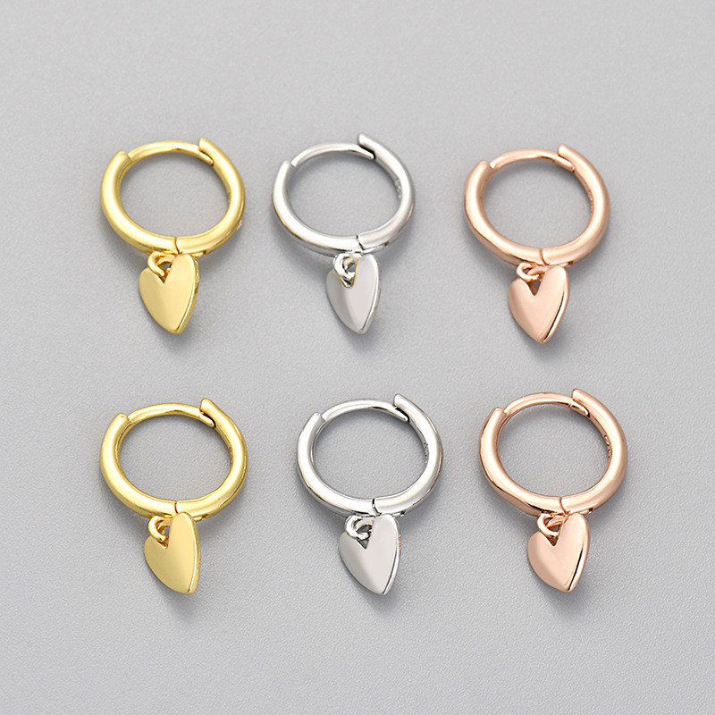 Cross-Border European and American Hot-Selling Smooth Peach Heart Earrings for Women Simple Daily Fashionable Elegant Heart-Shaped Earrings Niche Ear Hoops