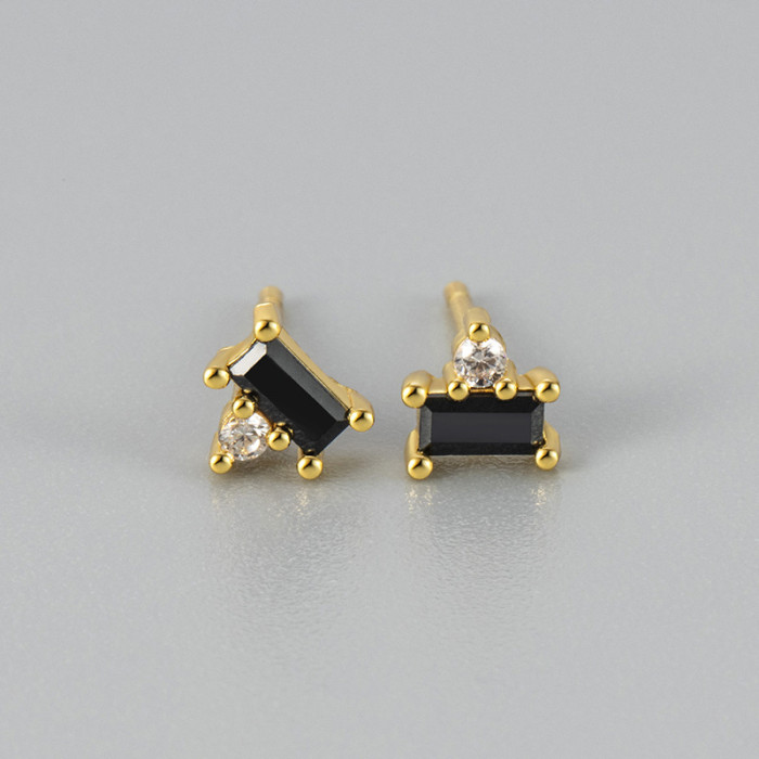 Zirconia Rectangular Stud Earrings for Women, Style, Hot Selling, Niche Design, Summer High-end Earrings