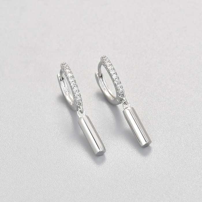 Geometric Cylinder Earrings 2024 New Trend High-End Exquisite Simple Niche Temperament Versatile Ear Jewelry