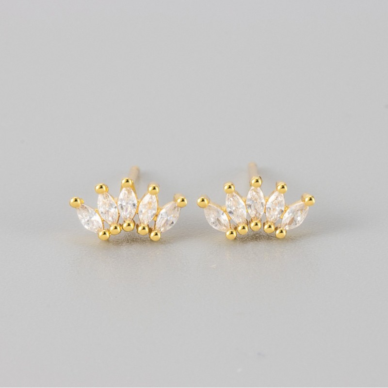 Korean Version Creative Cross-Border Earrings for Women Small Exquisite Versatile Design Crown Sparkling Diamond High-End Light Luxury Ear Jewelry