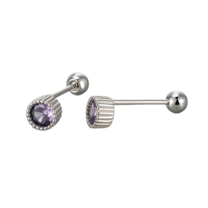 New Round Lace Earrings for Women Simple Elegant Earrings Screw Twist Ear Bone Studs Personality Versatile Colorful Rhinestones