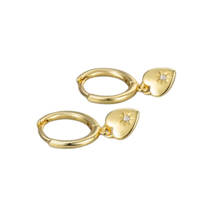 New Heart-Shaped Trendy Earrings Simple Versatile Niche Small Fresh Artistic Women's Personality Ear Clips Light Luxu...