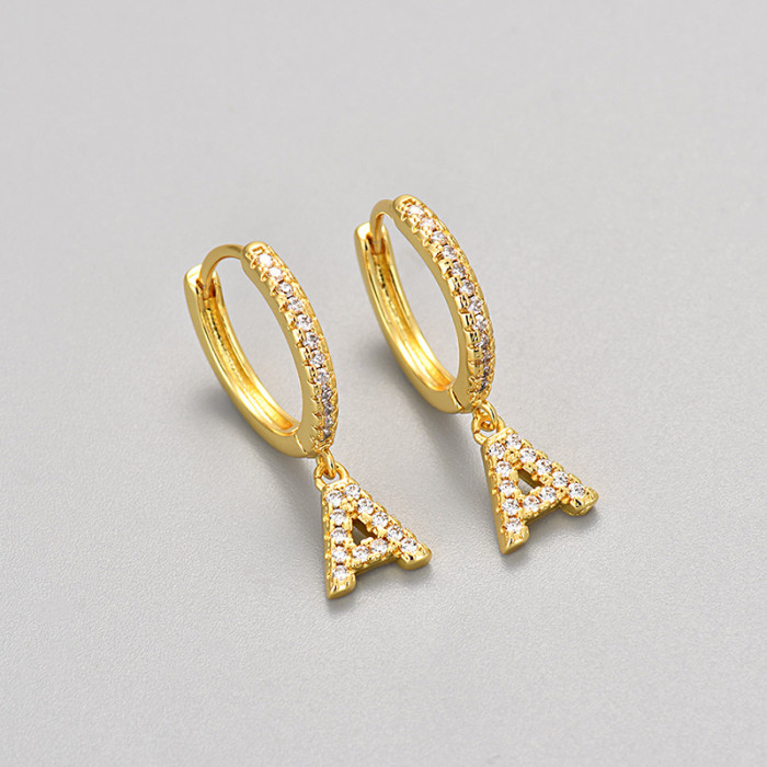 Foreign Trade 26 English Letter Earrings Cross-Border Hot Selling Design Sense Elegant Light Luxury Earrings Ear Jewelry