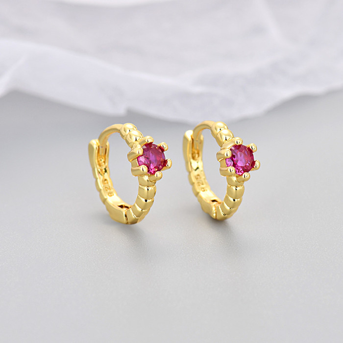 European and American Cross-Border Zircon 2024 Niche Design Sense Ear Cuffs Threaded Zircon Round Earrings Hoop Simple Jewelry