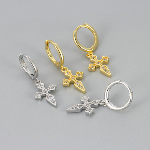 New Cross Earrings for Women European and American Style Inlaid with Zirconia Personality Fashion Earrings for Women