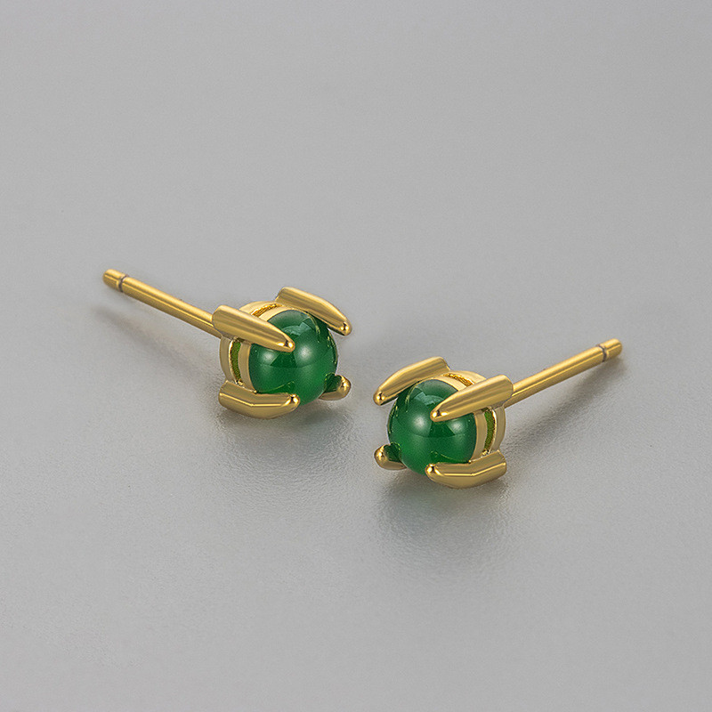New Emerald Zircon Earrings for Women, Petite Versatile Earrings, 2025 New Hot-Selling Square Small Earrings